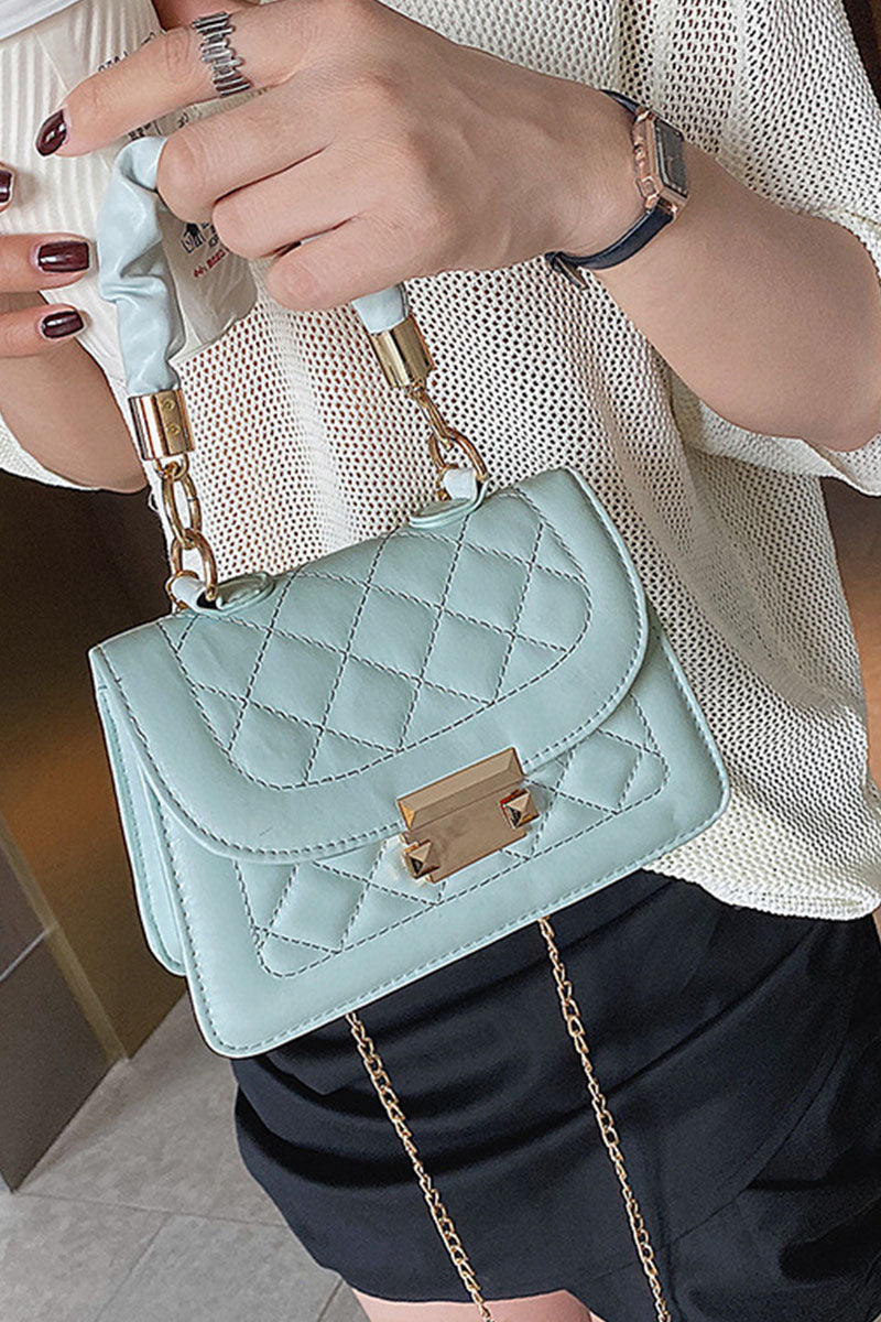 Bolsos de cadena con accesorios metálicos de retazos sólidos informales a la moda