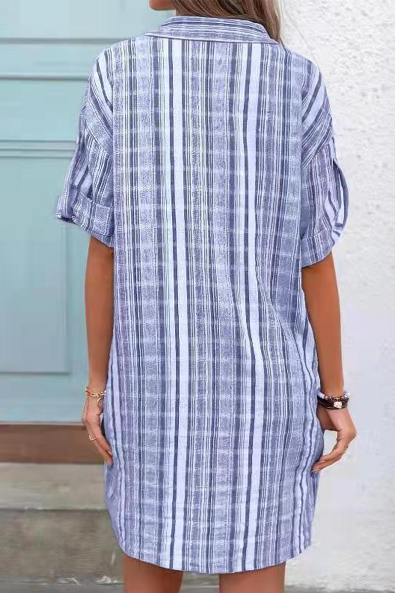 Vestido camisero informal con cuello vuelto y estampado de patchwork (3 colores)