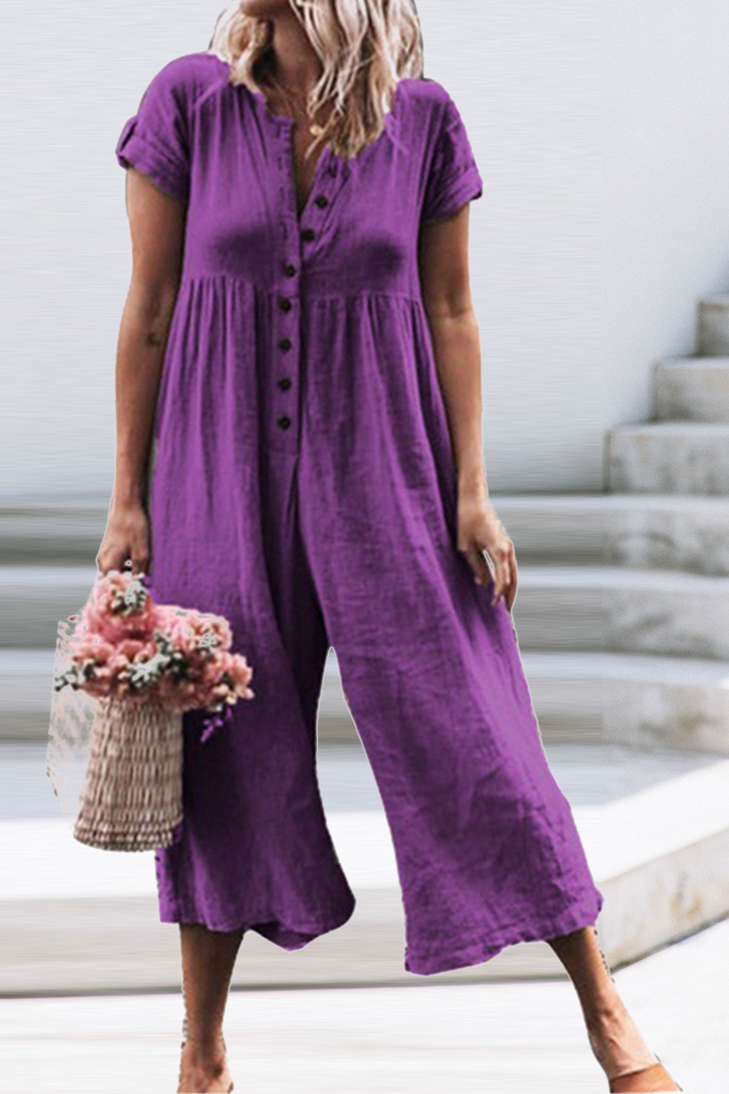 Monos rectos de cuello redondo lisos casuales de moda