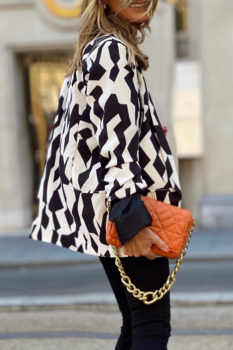 Work Street Printing Turn-back Collar Outerwear