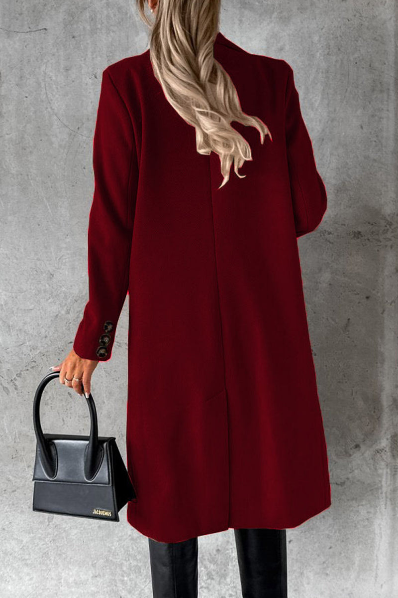 Elegante prenda exterior con botones lisos y cuello vuelto (8 colores)