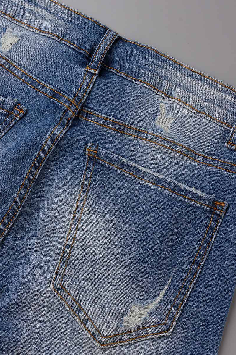 Vaqueros rectos rotos con parches casuales de calle (3 colores)