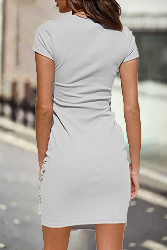 Casual Solid O Neck One Step Skirt Dresses(10 Colors)