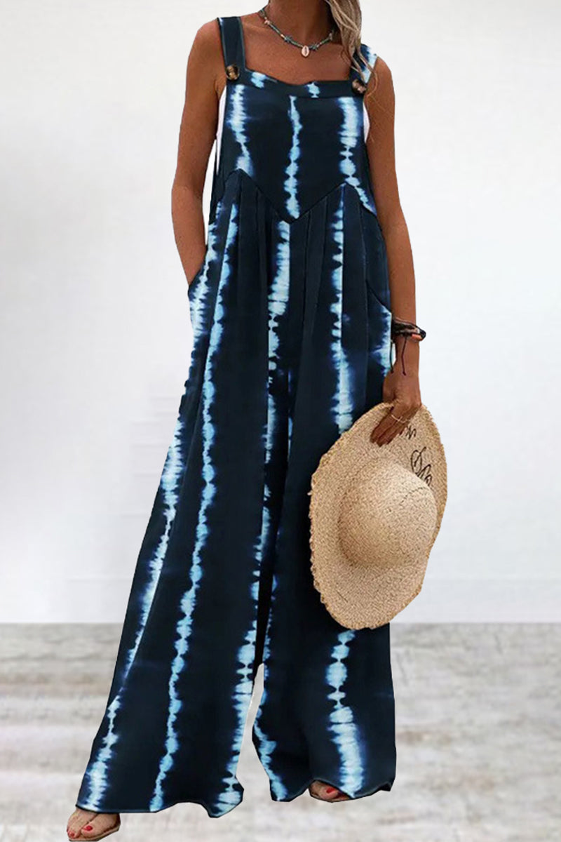 Mono holgado con tirantes finos y estampado informal (5 colores)