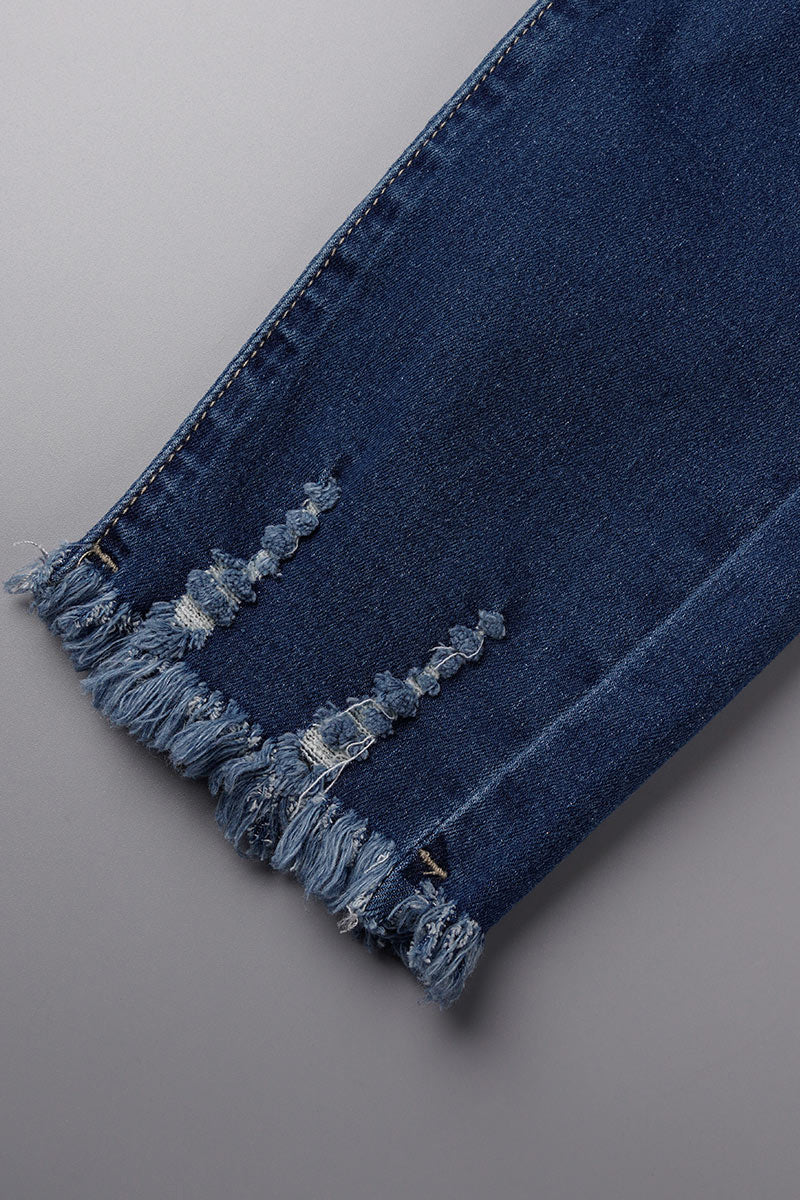 Vaqueros ajustados de cintura alta con parches lisos de estilo urbano (3 colores)