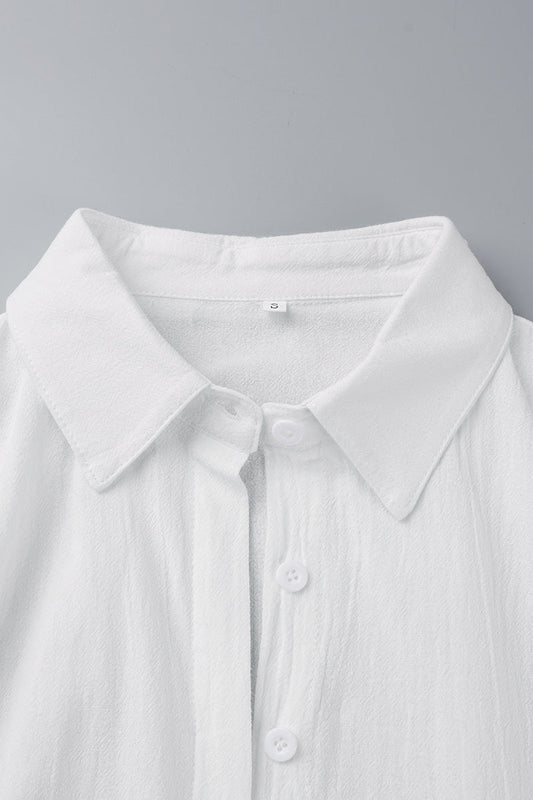 Casual Simplicity Solid Frenulum Solid Color Turndown Collar Loose Rompers