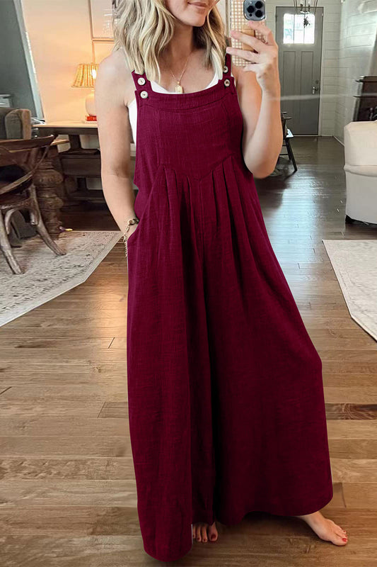 Monos holgados informales de calle con cuello cuadrado y bolsillos lisos (10 colores)