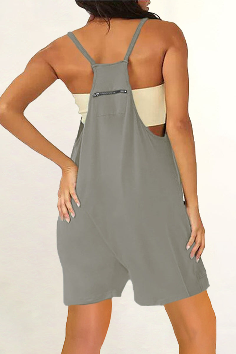 Monos holgados informales de uso diario con cuello en V y bolsillos lisos (8 colores)