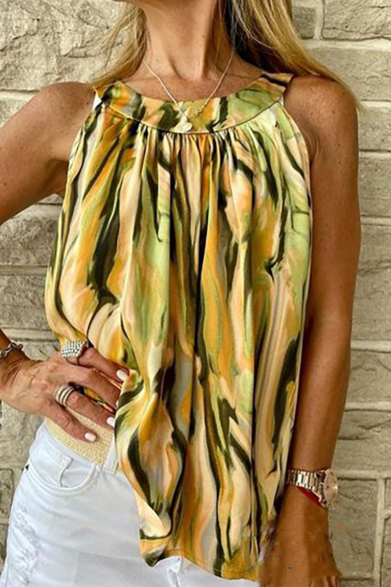 Tops casuales de cuello redondo con estampado universitario de patchwork (3 colores)