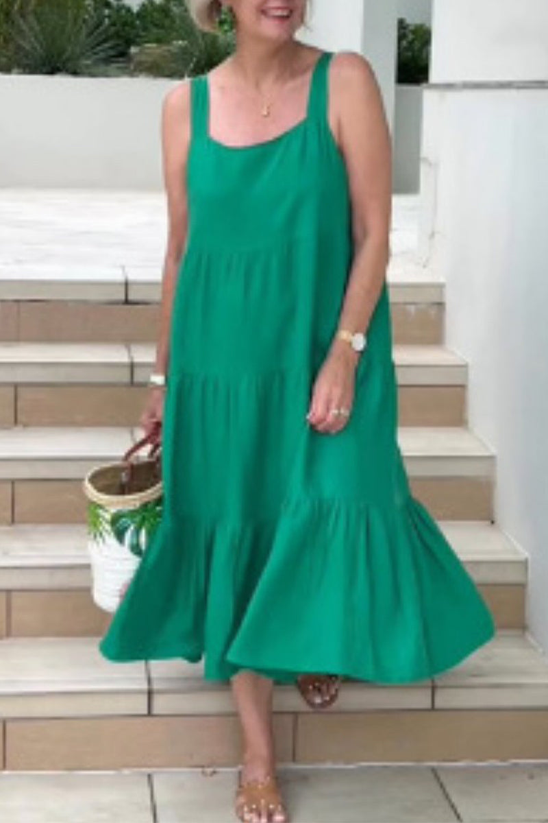 Vestidos casuales de falda con pliegues lisos y sencillos