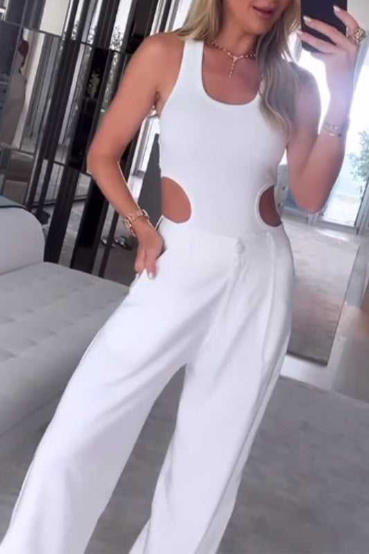 Conjunto de dos piezas sin mangas con cuello en U liso de calle