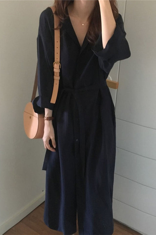 Tops casuales de cuello camisero con frenillo sólido