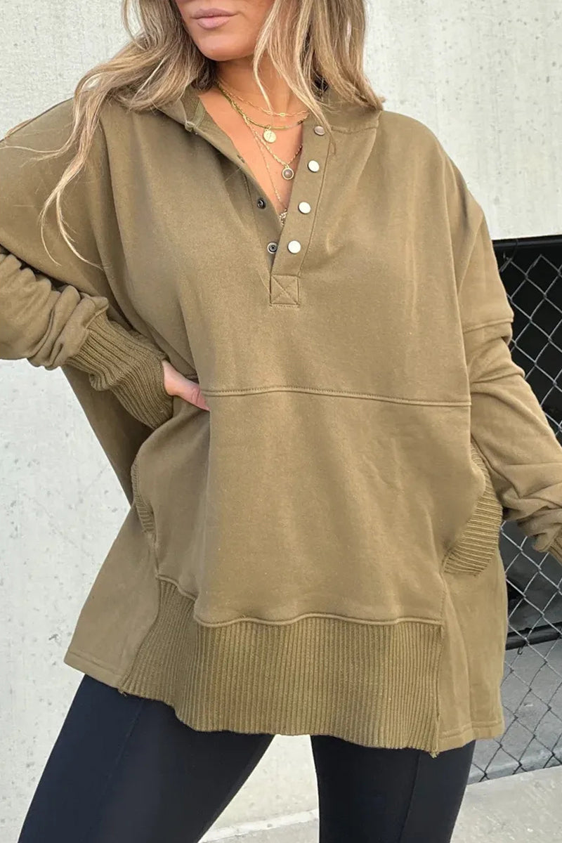 Sudadera informal con capucha y cuello con hebilla sólida (7 colores)