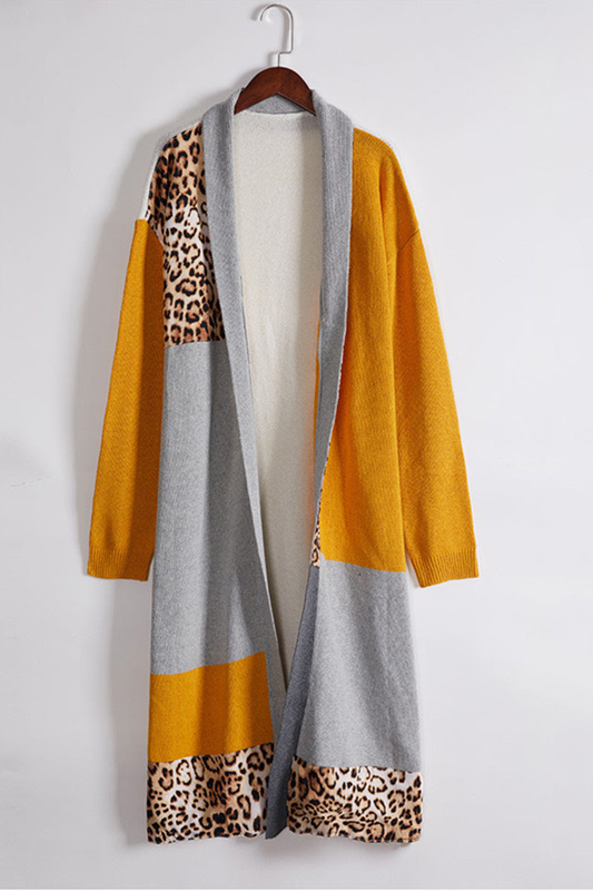 Cárdigan informal con cuello patchwork y bloques de color
