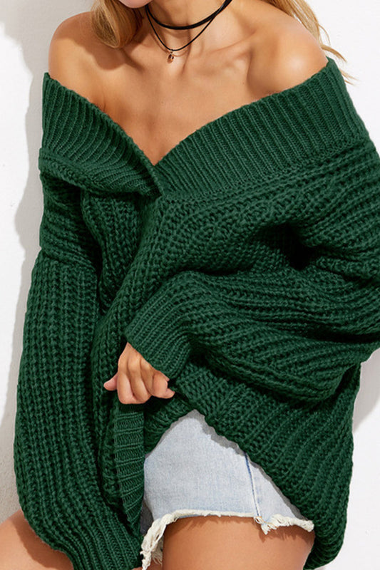 Suéteres sexys casuales de patchwork sólido con cuello en V (3 colores)