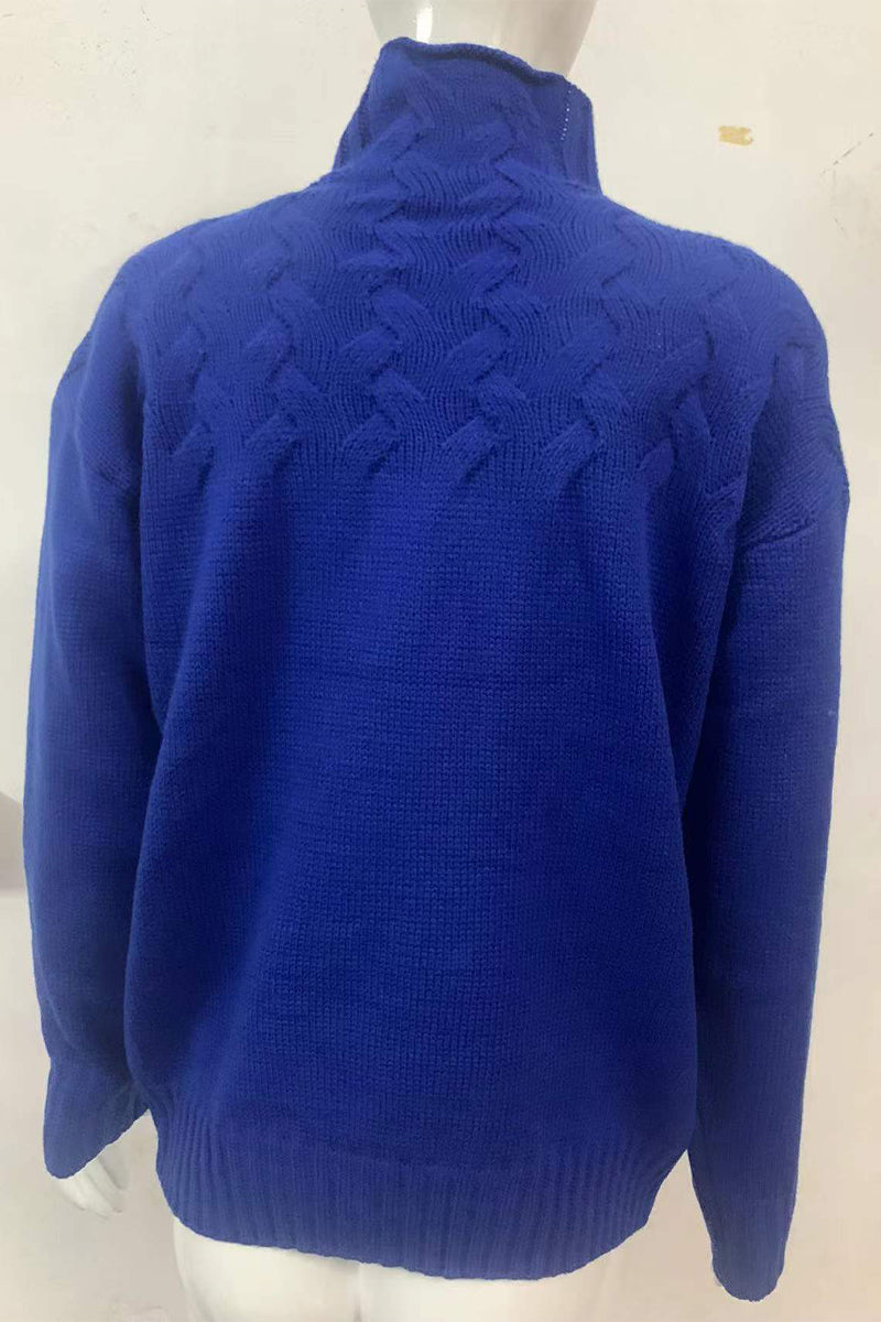 Suéteres casuales de cuello alto de tejido liso (11 colores)