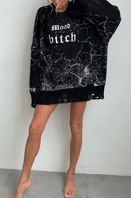 Tops casuales de cuello redondo con patchwork y bordado