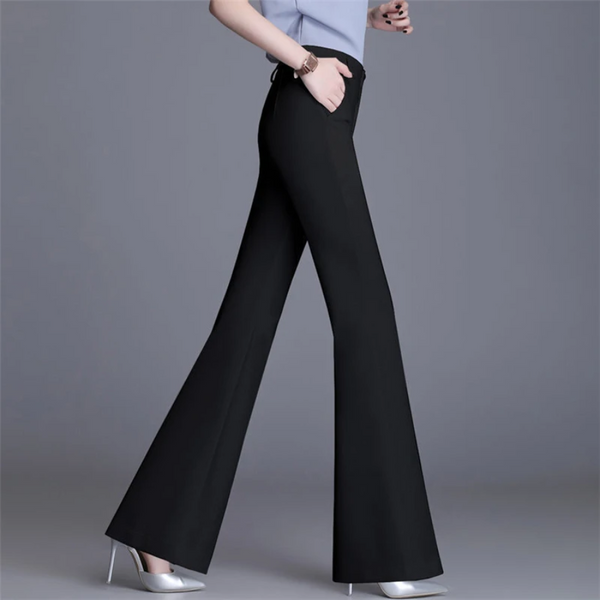 Women's Elegant Tight Fit High Waisted Flared Trousers | Ideal for All Seasons