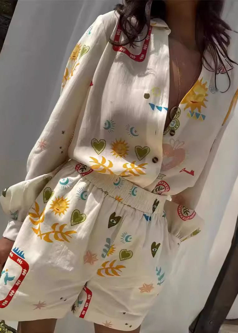 Solea - Sun & Symbol Button-Down Shorts Set