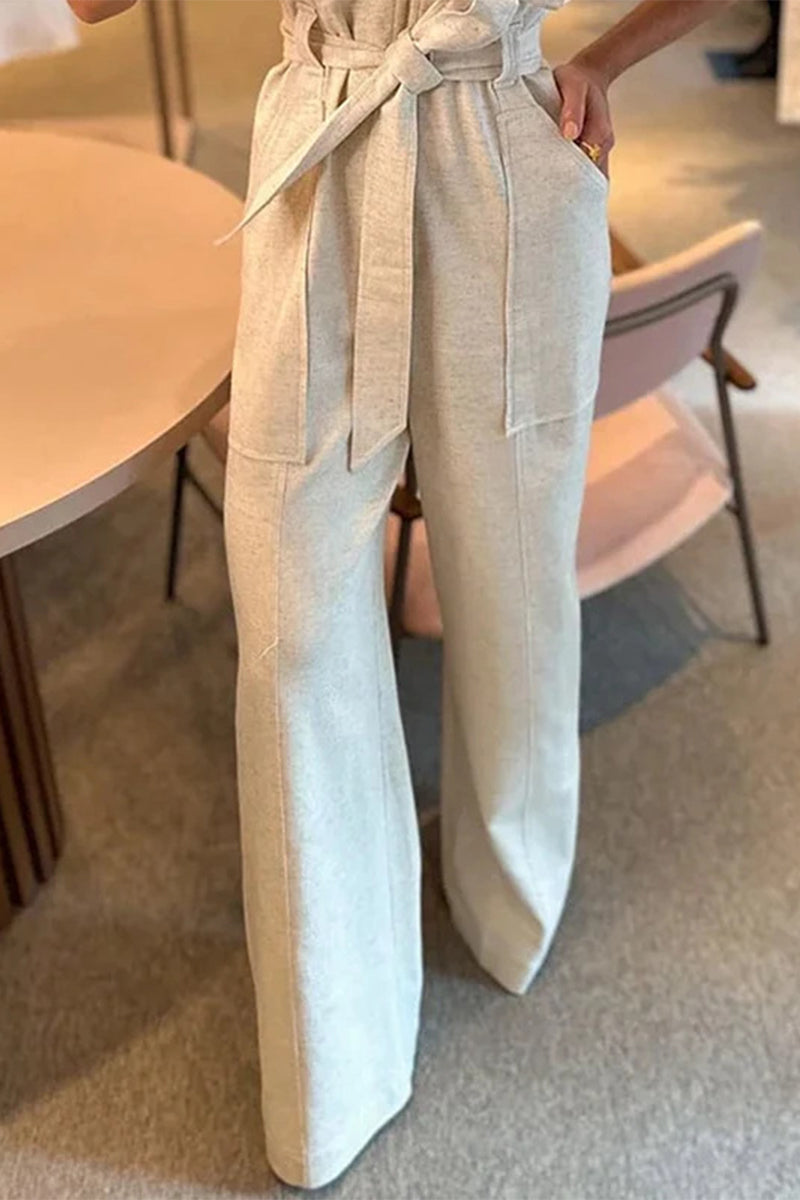 Monos casuales de estilo británico con cuello vuelto y vendaje liso