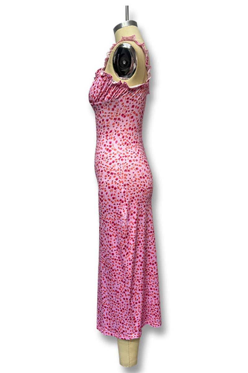 Vestido informal sin mangas con tirantes finos, espalda descubierta y estampado bohemio