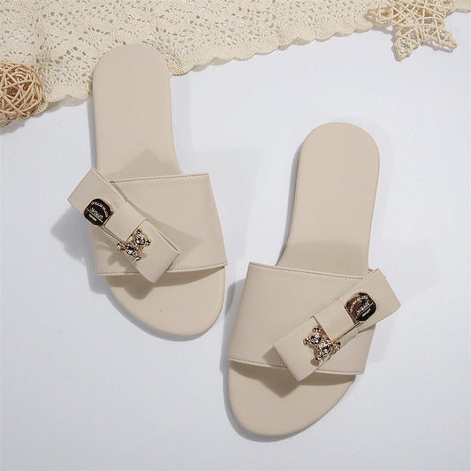 Casual Daily Patchwork Metal Accessories Decoration Solid Color Round Comfortable Shoes