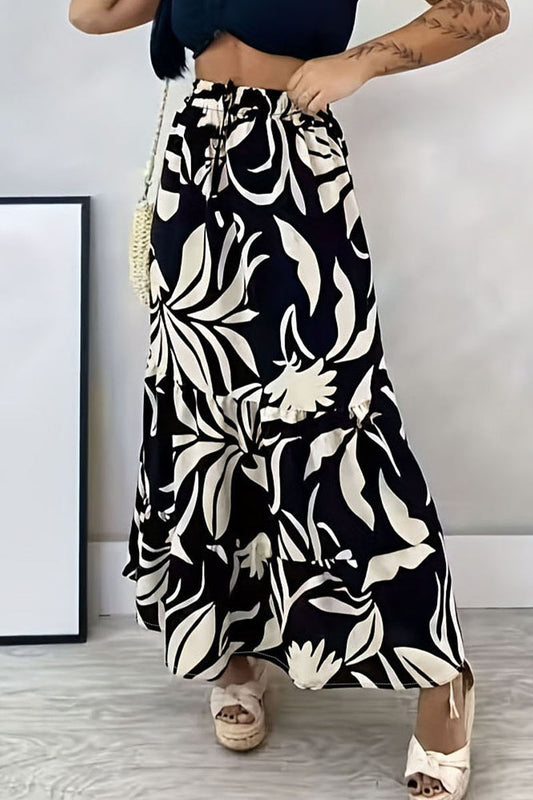 Elegant Floral Frenulum Loose Type A Full Print Bottoms