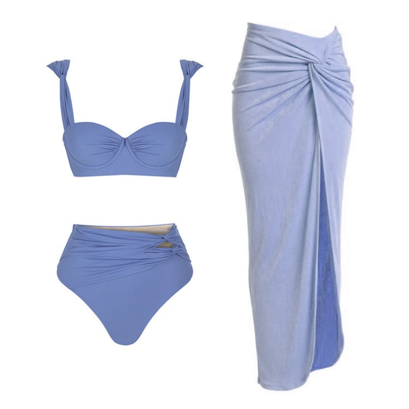 Traje de baño sexy de patchwork con espalda descubierta y contraste (con relleno) (4 colores)
