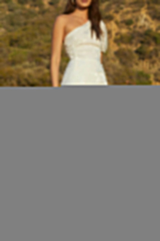 Elegant Solid Patchwork Asymmetrical Oblique Collar Evening Dresses