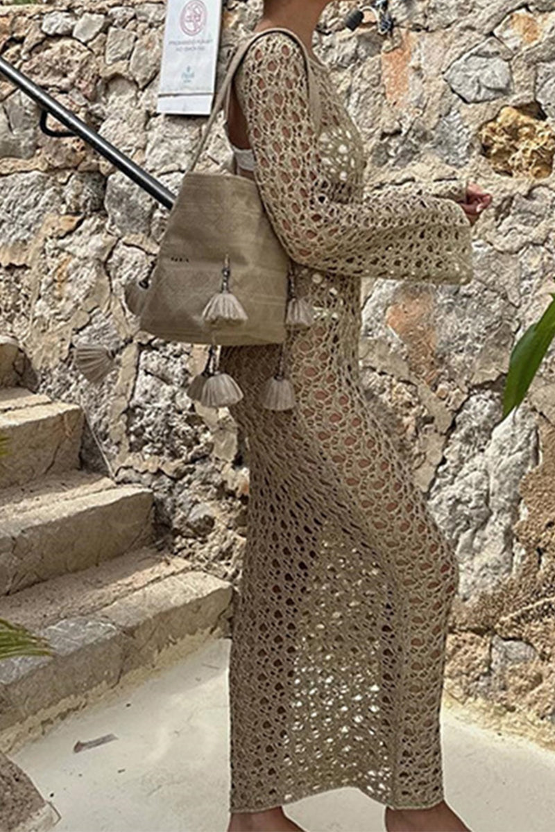 Traje de baño sexy de vacaciones sólido ahuecado sin espalda