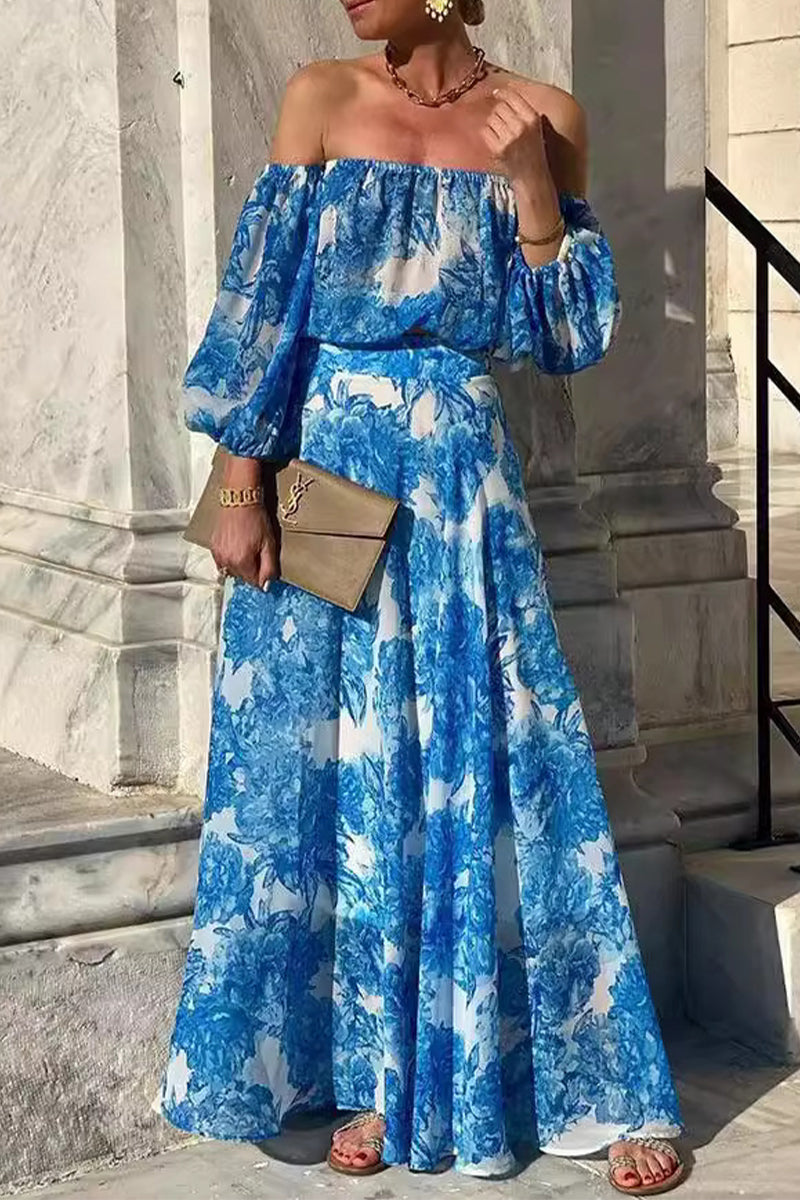 Vestidos sexis de corte A con hombros descubiertos y estampado de flores y patchwork