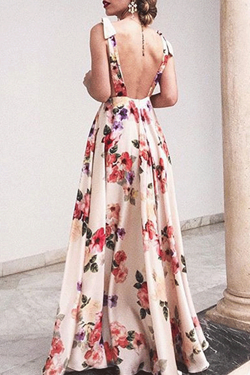 Vestidos sexis con estampado floral, espalda descubierta y escote en V (4 colores)