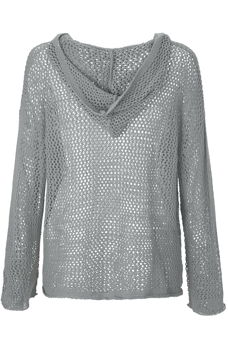 Suéteres casuales de uso diario con capucha y calados de color sólido (6 colores)