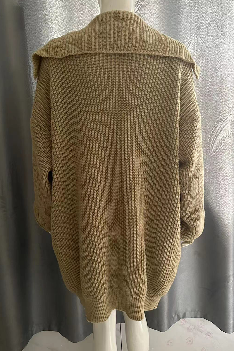 Prenda exterior informal de uso diario con cuello vuelto, botones y bolsillos de color liso (7 colores)