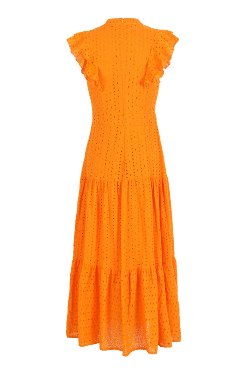 Vestidos largos casuales de color sólido básicos con cuello redondo