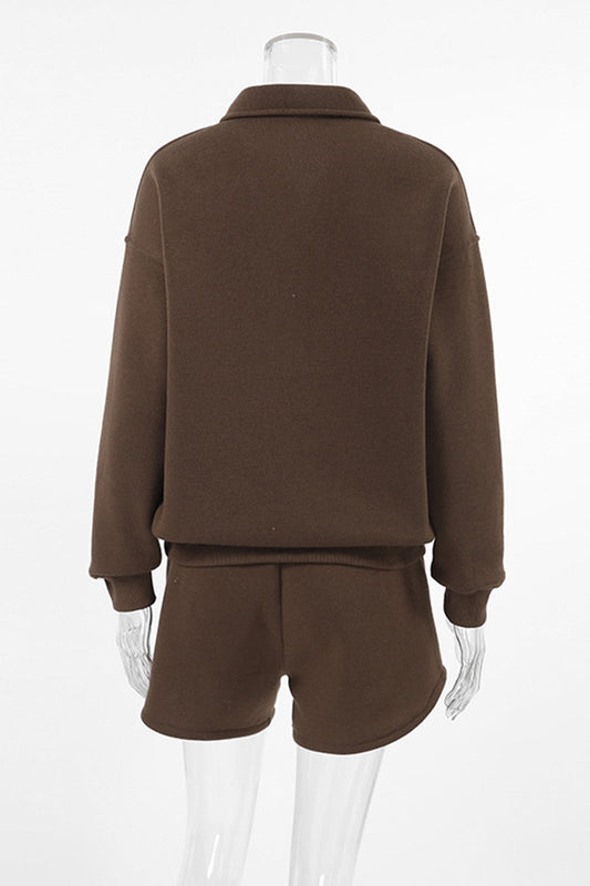 Casual Daily Fluffy Turndown Collar Long Sleeve Two Pieces