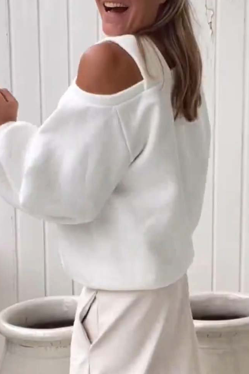 Sudadera informal con cuello oblicuo irregular para uso diario (4 colores)