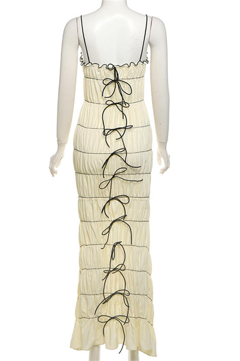 Vestidos largos sexys con encaje y escote en V en contraste