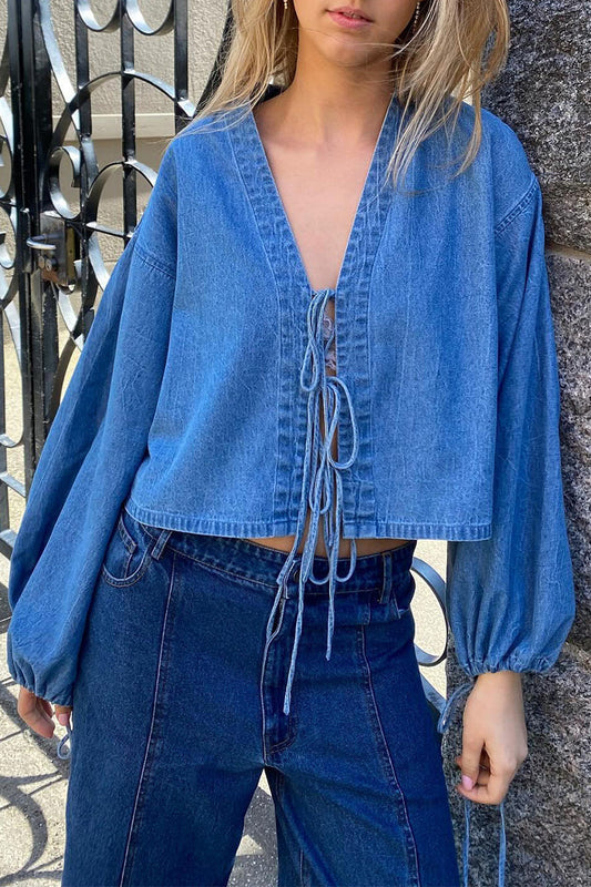 Casual Solid Color Lace Up V Neck Outerwear