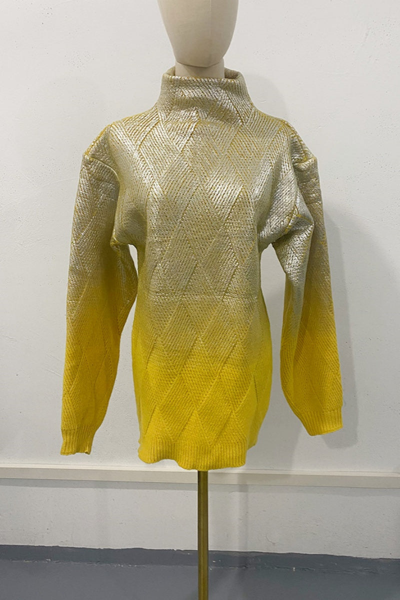 Suéteres casuales básicos de cuello alto con degradado