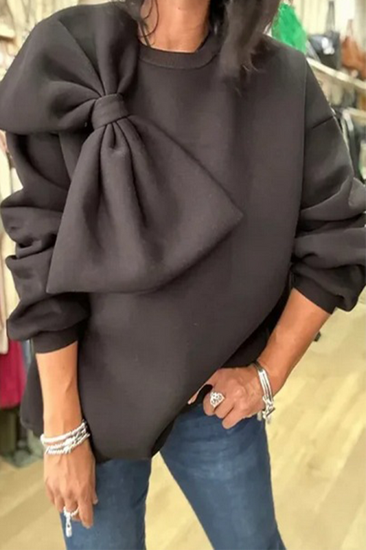 Sudadera informal con cuello redondo y lazo (5 colores)