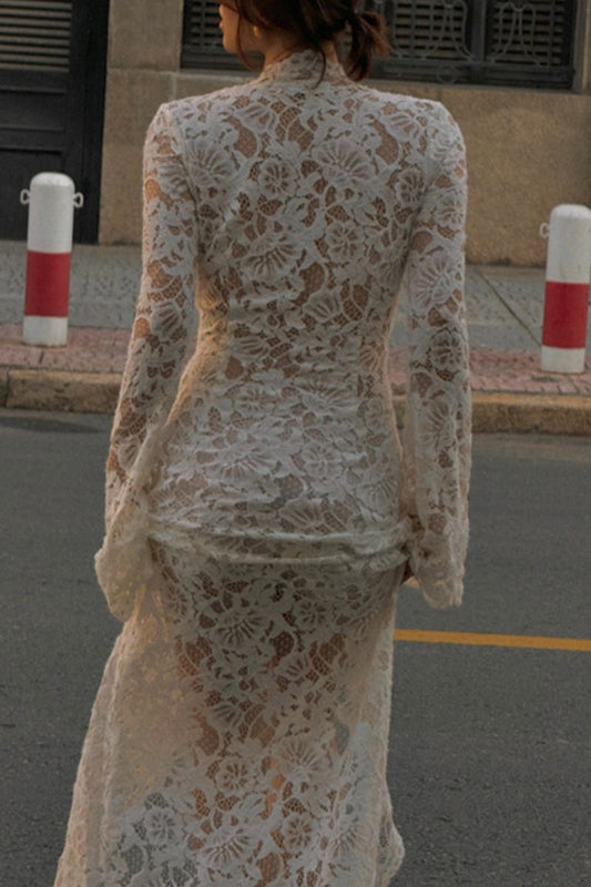 Sexy Lace See-Through Strap Design V Neck Lace Dress Dresses