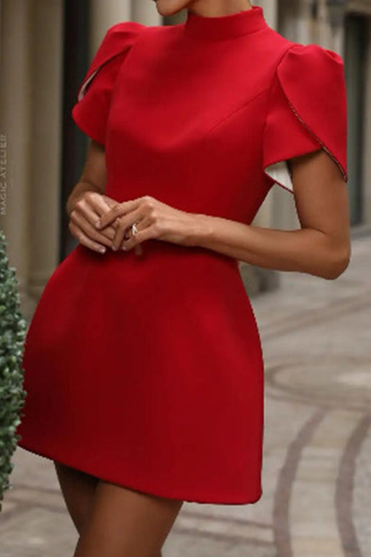 Elegant Bow Patchwork Pearls Decor Half A Turtleneck A Line Dresses(3 Colors)