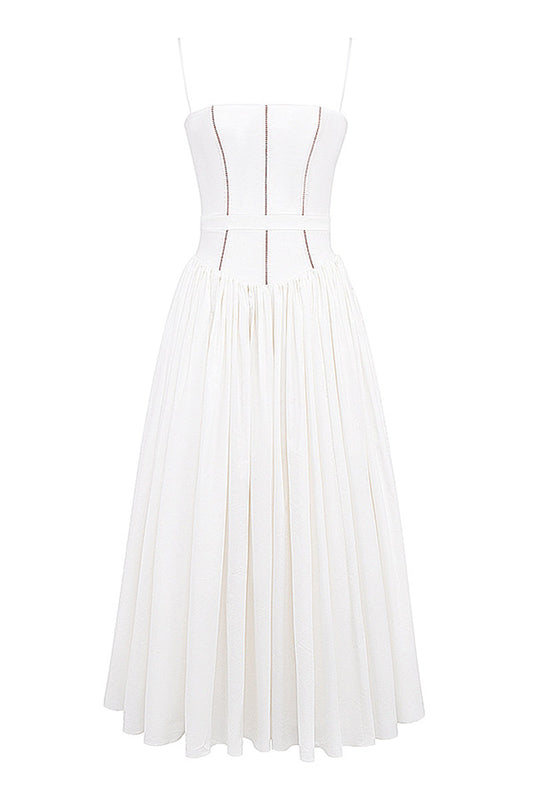 Elegant Patchwork Square Neck Sling Dresses