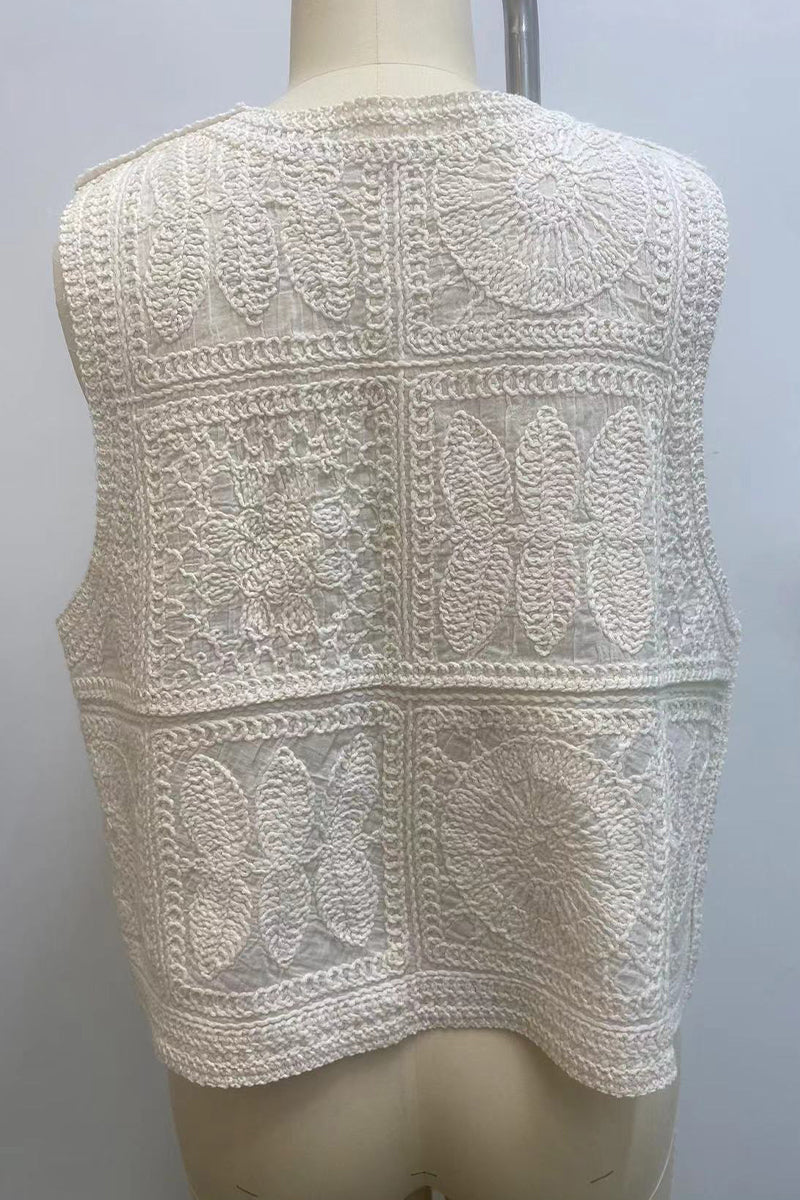 Chalecos casuales con cuello en V y botones bordados