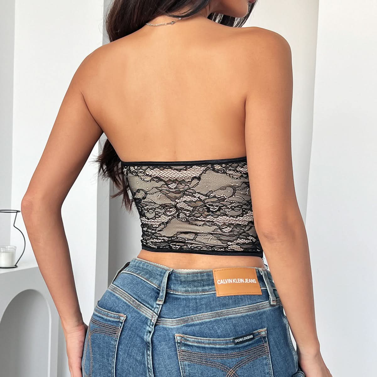 Sweetheart neck lace bustier button top | Festival Outfits Women