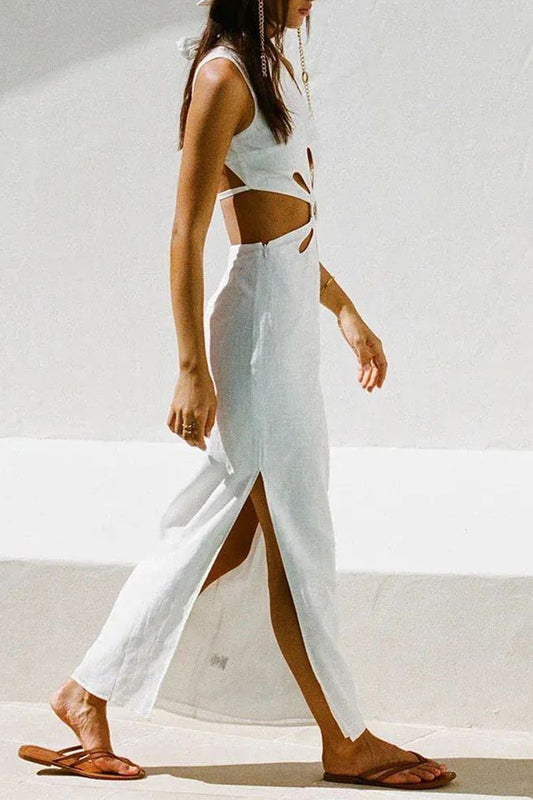 Sexy Hollow Out Backless Slit Half A Turtleneck One Step Skirt Dresses