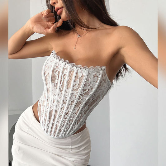 Lace bustier backless tube top | Festival Outfits Women