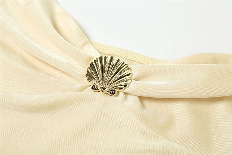 Halter sweetheart neck shell applique mini dress | Festival Outfits Women