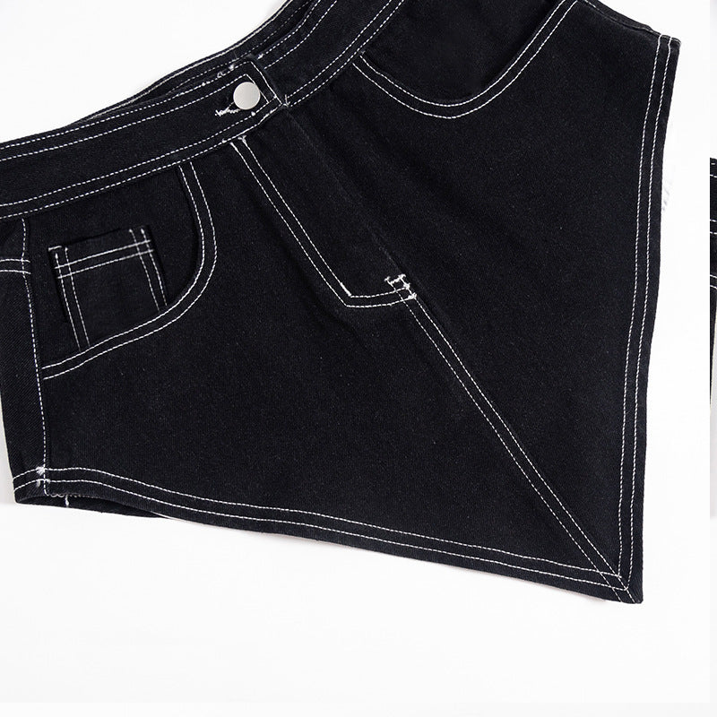 Denim stitch button mini skirt | Festival Outfits Women